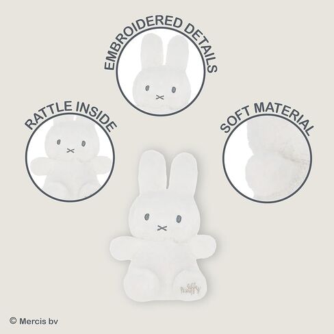 Kids Preferred Miffy Baby 5" Rattle - Super Soft Plush Toy, Full Body Rattle Design, Embroidered Details, Miffy Logo on paw pad, Ages 0 Months and Up in Saudi Arabia