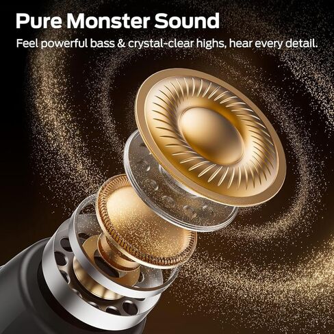 سماعات أذن Monster Sleep Ear100، سماعات رأس للنوم مع صوت ستيريو، تصميم للنوم الجانبي، وقت تشغيل 32 ساعة، بلوتوث 6.0، إلغاء الضوضاء ENC، سماعات أذن صغيرة مقاومة للماء IPX6، أسود in Kuwait