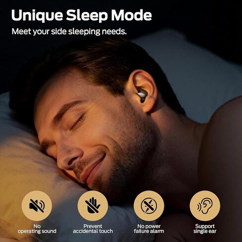 سماعات أذن Monster Sleep Ear100، سماعات رأس للنوم مع صوت ستيريو، تصميم للنوم الجانبي، وقت تشغيل 32 ساعة، بلوتوث 6.0، إلغاء الضوضاء ENC، سماعات أذن صغيرة مقاومة للماء IPX6، أسود in Kuwait