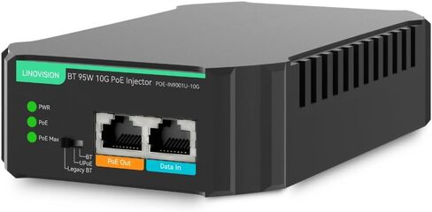 Linovision Industriation 10G BT 95W POE ++ حاقن مع إدخال AC 100-240V ، متوافق مع أجهزة PD القياسية وغير القديمة ، IEEE802.3AF/AT/BT POE لكاميرا PTZ ، Poe Light ، Poe Monitor in Kuwait