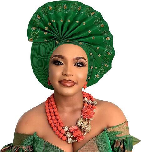 السيارات Gele الأفريقية رئيس التعادل من نيجيريا ASO Oke أغطية الرأس قبعة عمامة حفل زفاف اليدوية شعر أنيق ارتداء قبعة للنساء in Kuwait