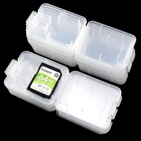 MEETOOT 20PCS SD/TF Card Storage Plastic Box Portable Photography Storage Accessories 52x42x8mm Computer Memory Card Case in Saudi Arabia