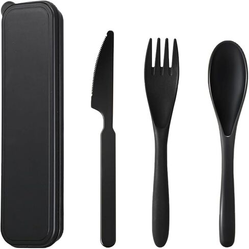 مجموعة أدوات سفر قابلة لإعادة الاستخدام مع حقيبة، مجموعتان من ملاعق شوكة وسكاكين محمولة من قش القمح وأدوات مائدة للتخييم لصندوق الغداء، أدوات مائدة بلاستيكية خالية من مادة BPA صديقة للبيئة للأطفال والكبار في نزهة العمل (أرجواني + وردي) in Kuwait