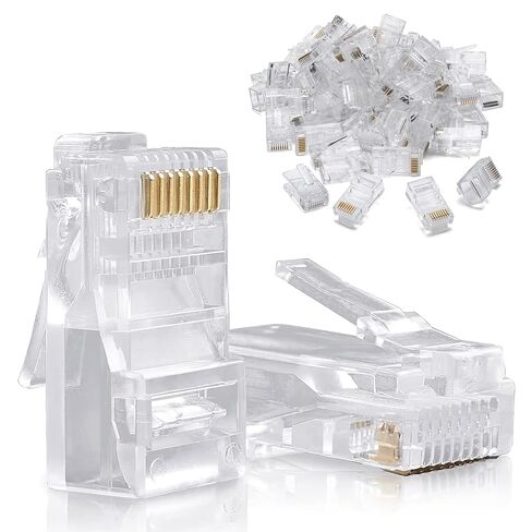 Cmple - موصلات التوصيل RJ45 كابل إيثرنت Cat5e موصل تجعيد سهل الفئة 5e 8P8C UTP سلك شبكة الإنترنت LAN المقابس المعيارية للأسلاك الصلبة - حزمة من 100 in Kuwait