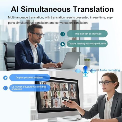 نظارات ذكية بتقنية الذكاء الاصطناعي مع كاميرا بدقة 8 ميجابكسل، ونظارات تسجيل فيديو بدقة 4K للتدوين والسفر، وتتميز بترجمة اللغة في الوقت الفعلي، والتعرف على الكائنات، وصوت بلوتوث، ومناسبة للتنقل اليومي/الخارجي in Saudi Arabia