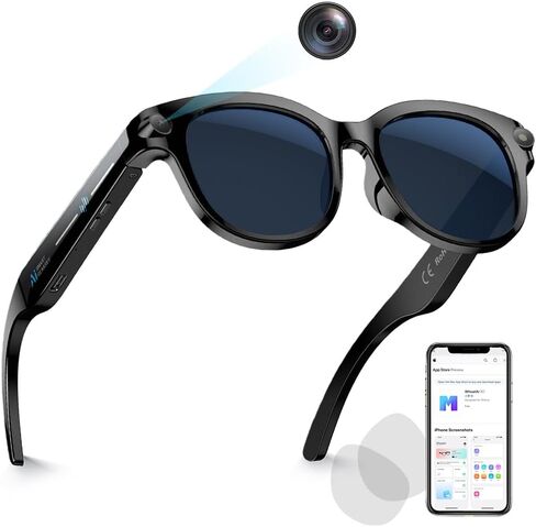 Smart Glasses with Camera,Bluetooth AI Sunglasses,Translation/Voice Control/Music Play for Travel, Conferences & Vlogging Unisex in Saudi Arabia