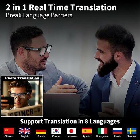 Smart Glasses with Camera,Bluetooth AI Sunglasses,Translation/Voice Control/Music Play for Travel, Conferences & Vlogging Unisex in Saudi Arabia