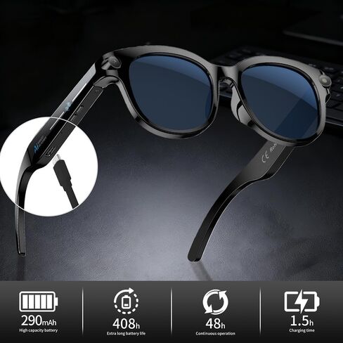 Smart Glasses with Camera,Bluetooth AI Sunglasses,Translation/Voice Control/Music Play for Travel, Conferences & Vlogging Unisex in Saudi Arabia