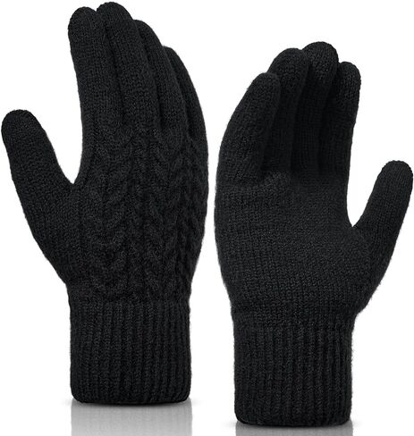 Pleneal Women Winter Gloves, Touch Screen Knit Gloves with Thermal Soft Lining Dual-Layer Glove for Cold Weather in Saudi Arabia