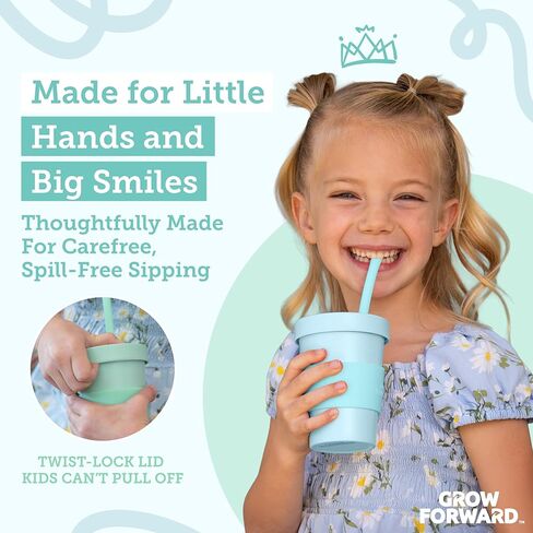 Grow Forward Bamboo Kids Cups with Lids and Straws - 10oz Drinking Cups for Kids with Childproof Twist Lids & Silicone Straws - Eco Friendly, BPA Free, Non Toxic & Dishwasher Safe - Rainforest in Saudi Arabia