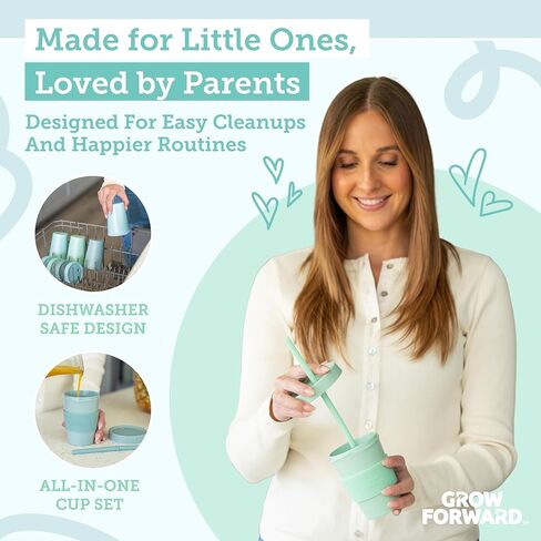 Grow Forward Bamboo Kids Cups with Lids and Straws - 10oz Drinking Cups for Kids with Childproof Twist Lids & Silicone Straws - Eco Friendly, BPA Free, Non Toxic & Dishwasher Safe - Rainforest in Saudi Arabia