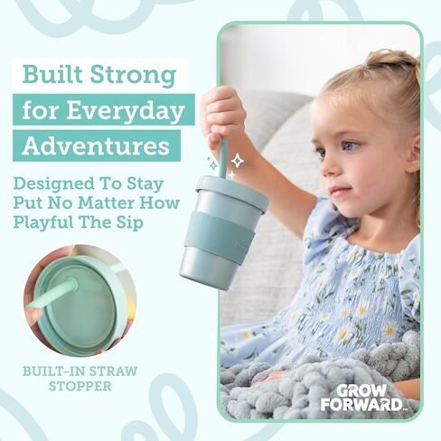 Grow Forward Bamboo Kids Cups with Lids and Straws - 10oz Drinking Cups for Kids with Childproof Twist Lids & Silicone Straws - Eco Friendly, BPA Free, Non Toxic & Dishwasher Safe - Rainforest in Saudi Arabia
