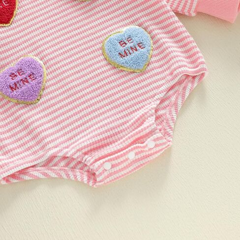 Nyapruwe Baby Girl Boy Valentines Day Outfit Heart Embroidery Bubble Romper Infant Sweatshirt Jumpsuit Winter Clothes in Saudi Arabia