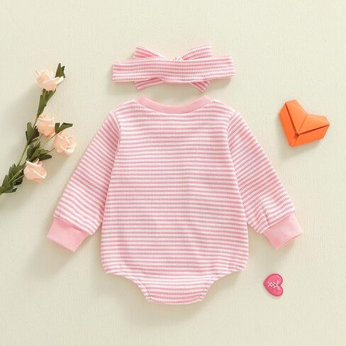 Nyapruwe Baby Girl Boy Valentines Day Outfit Heart Embroidery Bubble Romper Infant Sweatshirt Jumpsuit Winter Clothes in Saudi Arabia