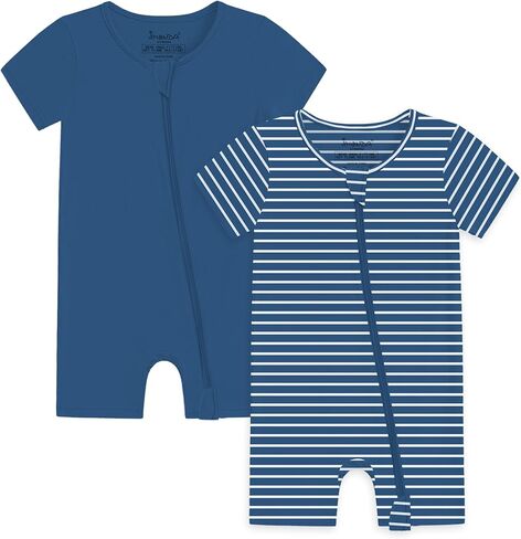 Jimonda Baby Boy Girl 2 Pack Rompers Cotton Sleeve Sleeve Pajamas 2 Way Zipper One Peace Plestuits مجموعات الملابس in Kuwait
