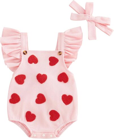 SAYOO Newborn Boy Valentines Clothes Lover Boy Letter Embroidery Romper Bodysuit Corduroy Backless Overalls Infant Clothes in Saudi Arabia