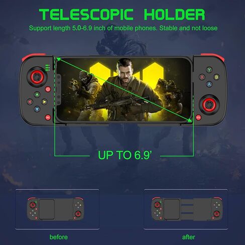 وحدة تحكم ألعاب Megadream المحمولة لجهاز iPhone iOS Android PC: تعمل مع iPhone13/12/11/X، iPad، Samsung Galaxy، Motorola، TCL، Tablet، Apex Legends، Call of Duty - (أسود + رمادي) in Saudi Arabia