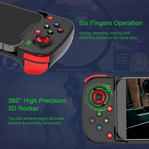 وحدة تحكم ألعاب Megadream المحمولة لجهاز iPhone iOS Android PC: تعمل مع iPhone13/12/11/X، iPad، Samsung Galaxy، Motorola، TCL، Tablet، Apex Legends، Call of Duty - (أسود + رمادي) in Saudi Arabia