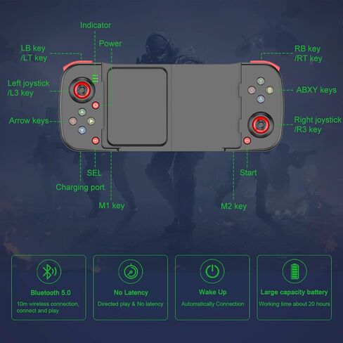 وحدة تحكم ألعاب Megadream المحمولة لجهاز iPhone iOS Android PC: تعمل مع iPhone13/12/11/X، iPad، Samsung Galaxy، Motorola، TCL، Tablet، Apex Legends، Call of Duty - (أسود + رمادي) in Saudi Arabia