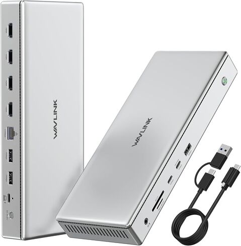 محطة إرساء WAVLINK Pro 4 شاشات | شاشات عرض رباعية بدقة 4K لأجهزة Mac وWindows | قاعدة Displaylink مع 4X HDMI وPD 100W و2.5G Ethernet و10G USB-A/USB-C وSD/TF 4.0 وصوت | مطلوب سائق DL7400. in Kuwait