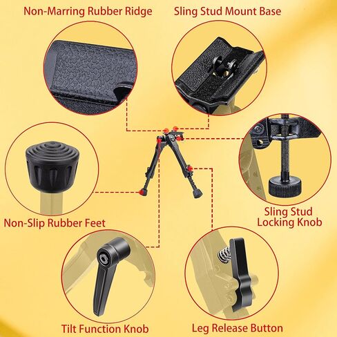 Zeadio Pivot Tiltable Bipod with Sling Mount and Adapter for Picatinny Weaver Rail, 7 to 10 Inches (F19S) in Saudi Arabia