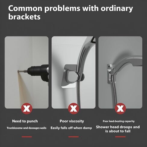 DALAN self-Adhesive Shower Head Bracket - 120-degree Adjustable Handheld Shower Bracket, no Drilling Required, Wall-Mounted, Waterproof (Matte Black) in Kuwait