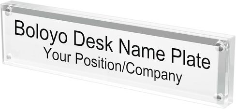 Boloyo Acrylic Desk Name Plate Holder for Office, 2 x 10 Inch 1PC Acrylic Blank Nameplate Block Double Sided Table Name Plate Stand Business Sign Desk Holder in Kuwait