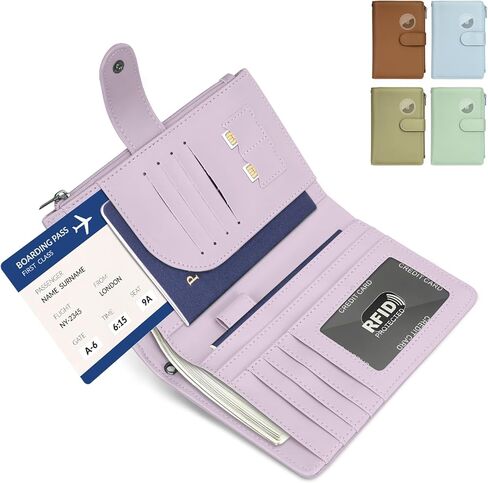 RFID Passport Holder for Women/Men Travel Gifts, Large Capacity Passport Wallet, Family Travel Documents Organizer with Card/Airtag Slots, Zipper coin pocket, Cash Holder Passport Cover Case (Blue) in Saudi Arabia