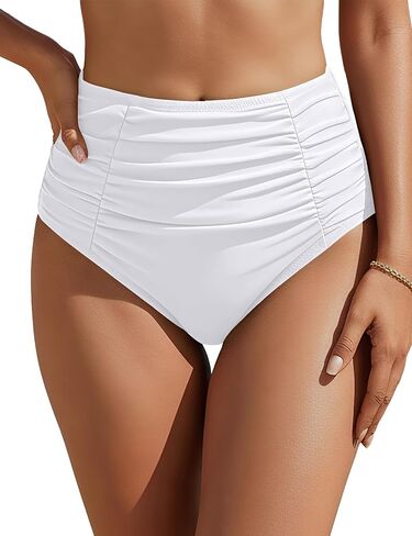 Blooming Jelly Womens High Waisted Bikini Bottoms Tummy Control Swim Bottom Ruched Full Coverage Retro Swimwear in Saudi Arabia