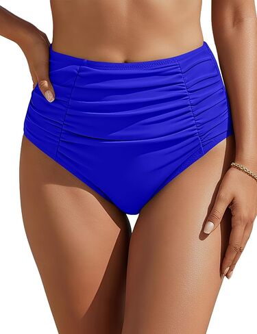 Blooming Jelly Womens High Waisted Bikini Bottoms Tummy Control Swim Bottom Ruched Full Coverage Retro Swimwear in Saudi Arabia