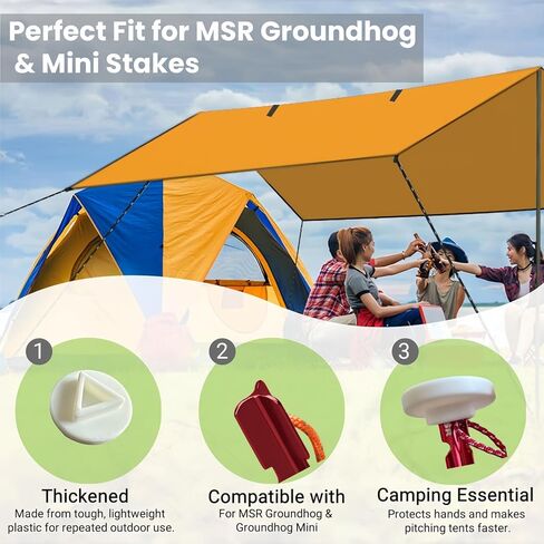 غطاء دافع للخيمة مطبوع ثلاثي الأبعاد لـ MSR Groundhog & Mini - يناسب حصص 7.5 بوصة و6 بوصة - غطاء بلاستيكي متين خفيف الوزن فقط - أداة أساسية للتخييم والمشي لمسافات طويلة وحقائب الظهر لسهولة إعداد الخيمة in Saudi Arabia