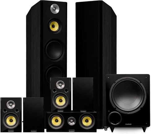 نظام مكبرات الصوت المنزلي Fluance Signature HiFi Surround Sound 7.1 قناة بما في ذلك أبراج أرضية ثلاثية الاتجاهات وقناة مركزية ومحيطات ومحيطات خلفية ومضخم صوت DB10 - Black Ash (HF71BR) in Saudi Arabia