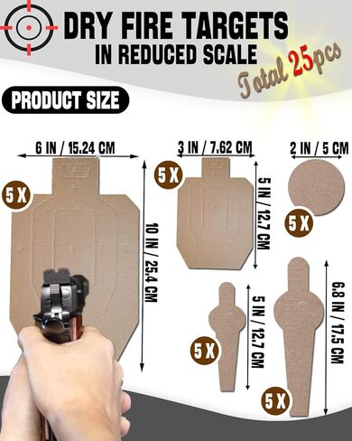5 Set 25 Pcs Dry Fire Targets Cardboards in Reduced Scale, Cardboard Targets for Shooting Silhouette Simulation Style, Competition Torso Target Shooting Range Practice in Saudi Arabia
