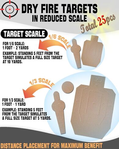 5 Set 25 Pcs Dry Fire Targets Cardboards in Reduced Scale, Cardboard Targets for Shooting Silhouette Simulation Style, Competition Torso Target Shooting Range Practice in Saudi Arabia