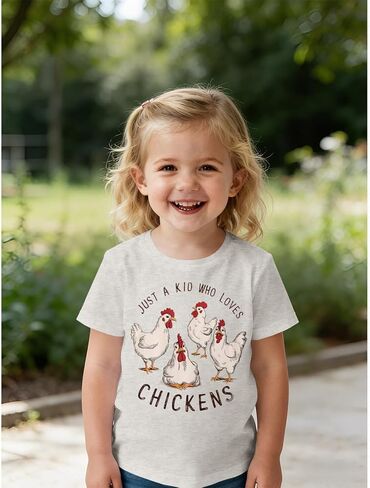 Ritatte Toddler Baby Farm Shirt for Boys Girls Cute Chicken Graphic Short Sleeve T-Shirt Kids Funny Letter Print Tee Tops in Saudi Arabia