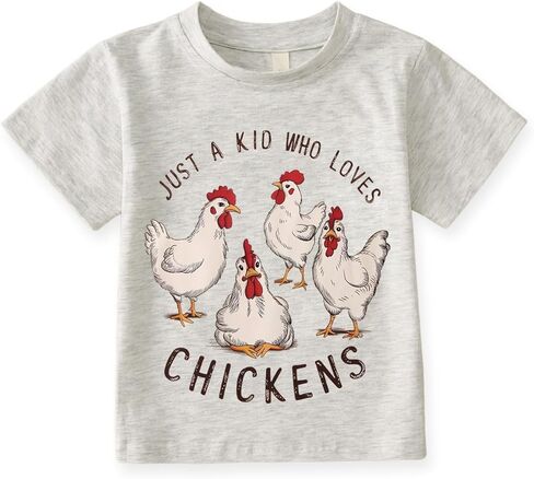 Ritatte Toddler Baby Farm Shirt for Boys Girls Cute Chicken Graphic Short Sleeve T-Shirt Kids Funny Letter Print Tee Tops in Saudi Arabia