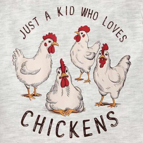 Ritatte Toddler Baby Farm Shirt for Boys Girls Cute Chicken Graphic Short Sleeve T-Shirt Kids Funny Letter Print Tee Tops in Saudi Arabia