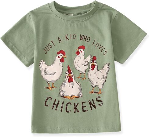 Ritatte Toddler Baby Farm Shirt for Boys Girls Cute Chicken Graphic Short Sleeve T-Shirt Kids Funny Letter Print Tee Tops in Saudi Arabia