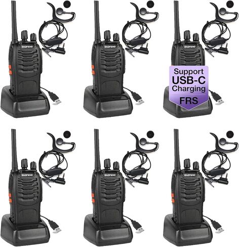 BAOFENG BF-88A Walkie Talkies Handheld FRS Radio License-Free Walkie Talkie for Adults Long Range 16 Channels Two Way Radio with USB C Charger Pack of 6 in Saudi Arabia
