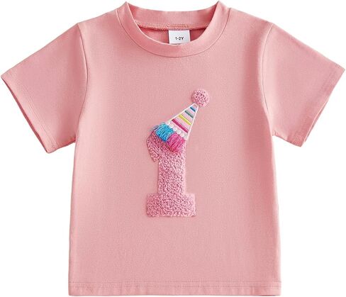 Toddler Baby Girl Birthday Clothes Number 1/2/3/4/5/6 Hat Embroidery Short Sleeve T-Shirt Tops Summer Outfit in Saudi Arabia