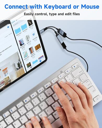 محول وشاحن USB C OTG 2 في 1، محول شحن من النوع C OTG مع شحن سريع 60 وات PD، كابل USB C Splitter OTG متوافق مع iPad وiPhone 15 16 17 وSamsung وPixel وChromecast in Kuwait