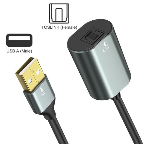 محول صوت بصري USB إلى Toslink من MEIRIYFA، كابل محول USB A 2.0 ذكر إلى منفذ SPDIF رقمي من الألياف الضوئية للكمبيوتر المحمول PC PS5/PS4-0.35M/1.15Ft in Kuwait