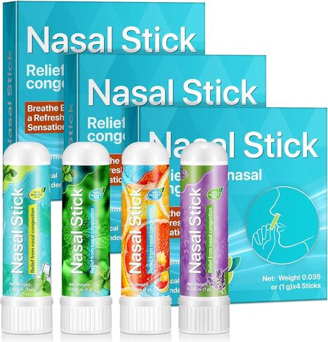 4 Pack Nasal Stick,Nasal Inhaler Stick,Nose Inhaler Boost Energy Set,Inhaler,Sinus & Congestion Relief, Daily Relaxation, Stress Relief, Pure Natural Ingredients in Saudi Arabia