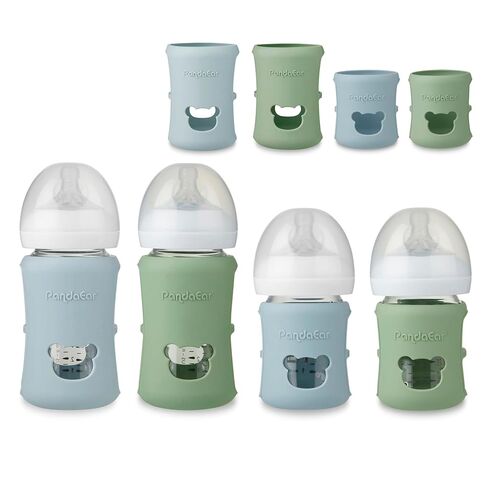 عبوة من 4 أكمام من السيليكون من PandaEar لزجاجات الأطفال المصنوعة من الزجاج الطبيعي من Philips Avent (2 × 4 أونصة و2 × 8 أونصة)، أغطية مضادة للكسر خالية من مادة BPA، مقاومة للحرارة، مقبض مضاد للانزلاق، تناسب زجاجات Avent الزجاجية سعة 4 أونصة و8 أونصة in Kuwait
