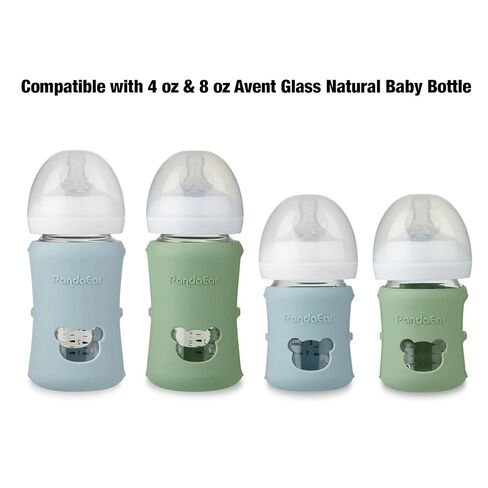 عبوة من 4 أكمام من السيليكون من PandaEar لزجاجات الأطفال المصنوعة من الزجاج الطبيعي من Philips Avent (2 × 4 أونصة و2 × 8 أونصة)، أغطية مضادة للكسر خالية من مادة BPA، مقاومة للحرارة، مقبض مضاد للانزلاق، تناسب زجاجات Avent الزجاجية سعة 4 أونصة و8 أونصة in Kuwait