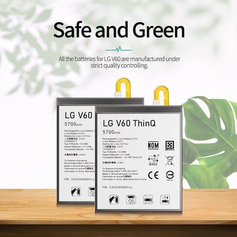 for LG V60 ThinQ Battery (Upgraded) 5700mAh High Capacity Battery Replacement for LG V60 ThinQ 5G BL-T46 LM-V600TM T-Mobile/Sprint/U.S. Cellular with Repair Tool Kits in Kuwait