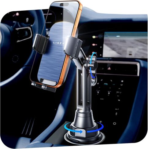 حامل هاتف Lisen Car لأصحاب الكؤوس ، حامل هاتف محمول قابل للتعديل لـ iPhone Samsung Google ، Blue in Saudi Arabia