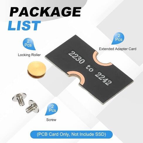 PATIKIL M2 NVME SSD نقل بطاقة محول ممتدة 2230-2242، 2 قطعة محول تمديد M.2 يتغير إلى حجم طويل مع مفكات لمقاهي الإنترنت في المنزل والمكتب، أسود in Kuwait