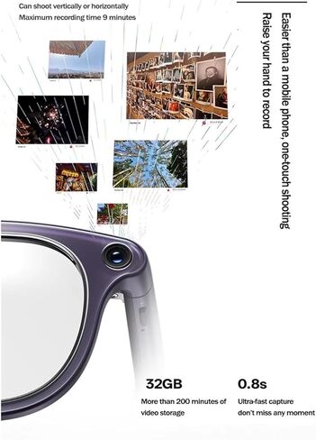 Compatible for RayNeo V3 Slim AI Photography Smart Glasses Wireless BCompatible for uetooth Audio Glasses Wireless Headphones Voice(Gold) in Kuwait
