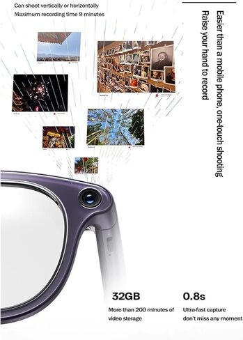 متوافق مع RayNeo V3 Slim AI Smart Glasses Photography Glasses Wireless Bluetooth Audio Glasses Wireless Headphones إطارات التحكم الصوتي (أسود مع إطار) in Saudi Arabia